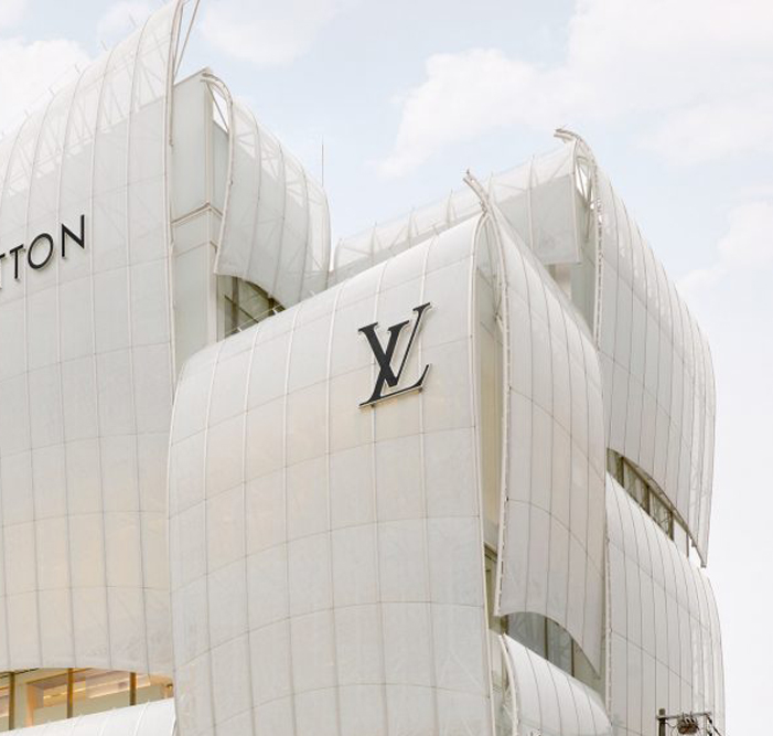 jun aoki designs exterior of 'billowing sails' for louis vuitton